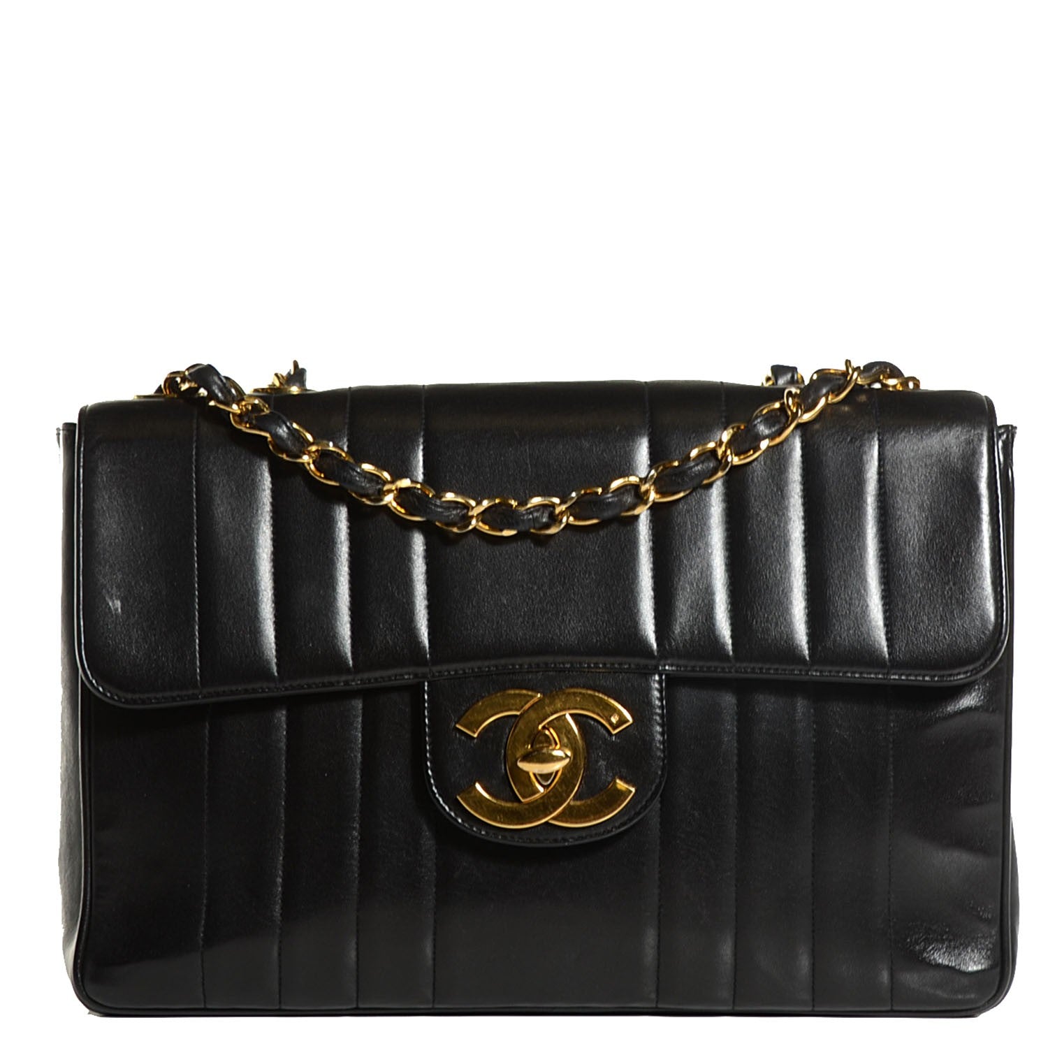 Chanel Lambskin Vertical Quilt Jumbo Flap Black 1 of 8