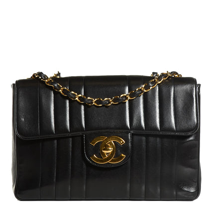 Chanel Lambskin Vertical Quilt Jumbo Flap Black 1 of 8
