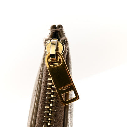 Saint Laurent Grain De Poudre Chevron Monogram Bill Pouch Dusty Grey 8 of 11