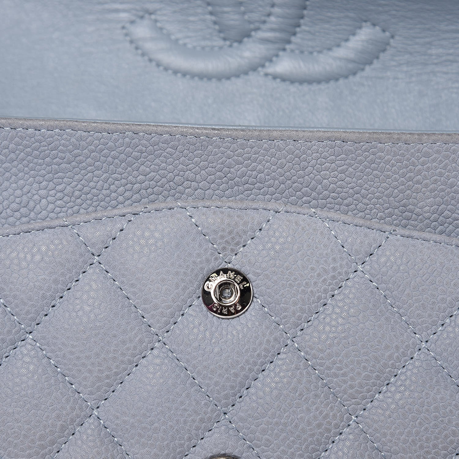Chanel Iridescent Caviar Quilted Medium Double Flap Light Grey 12 of 16