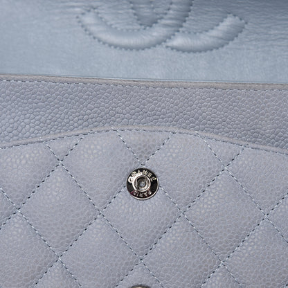 Chanel Iridescent Caviar Quilted Medium Double Flap Light Grey 12 of 16