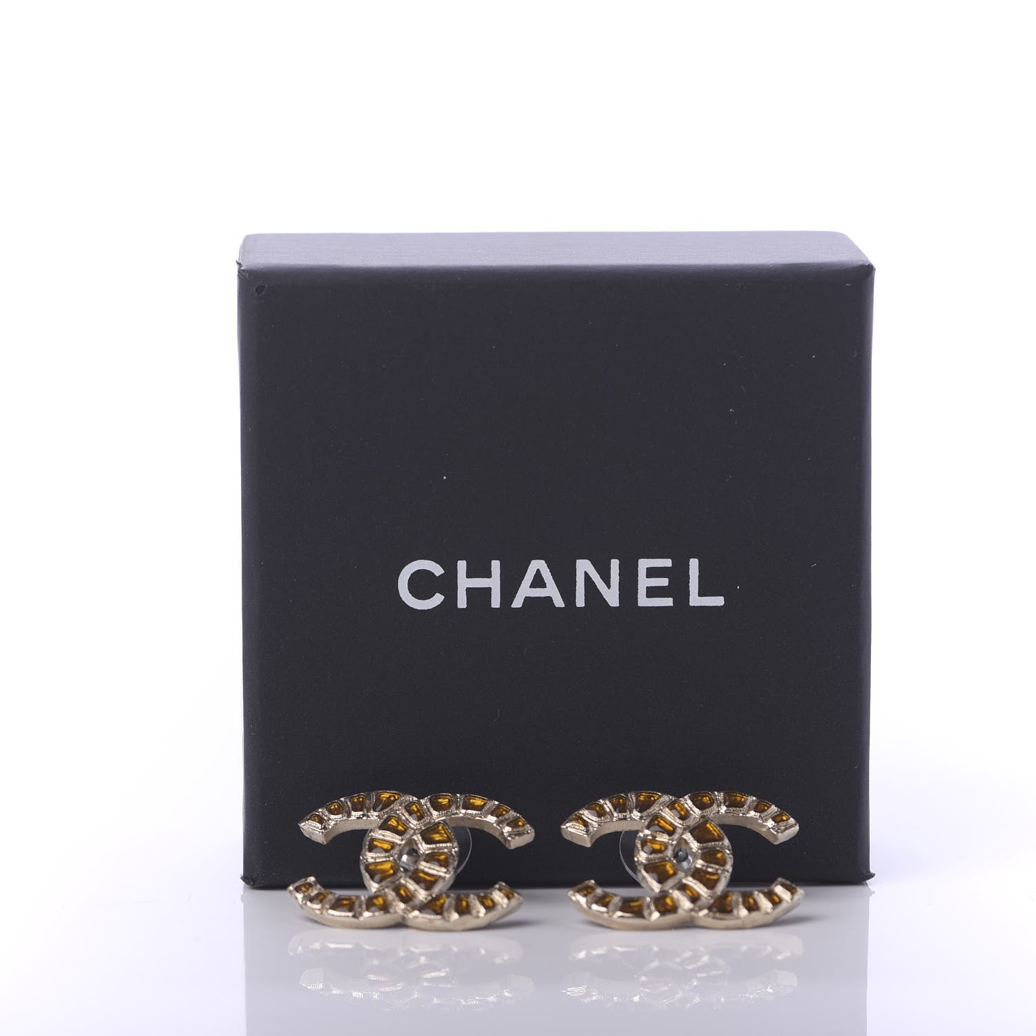 Chanel Metal Gripoix Along The Nile Earrings Gold Orange 5 of 5
