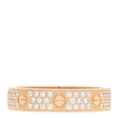 Cartier 18K Yellow Gold Diamond 4mm LOVE Wedding Paved Band Ring 58 8.25 1 of 5