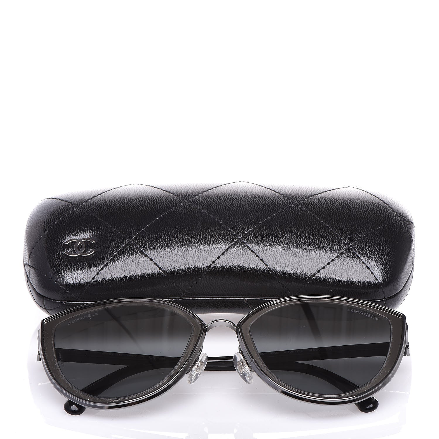 Chanel Metal Cat Eye Sunglasses 4222 Silver Black 10 of 10