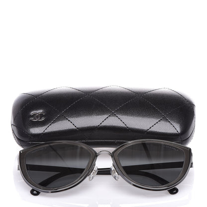 Chanel Metal Cat Eye Sunglasses 4222 Silver Black 10 of 10