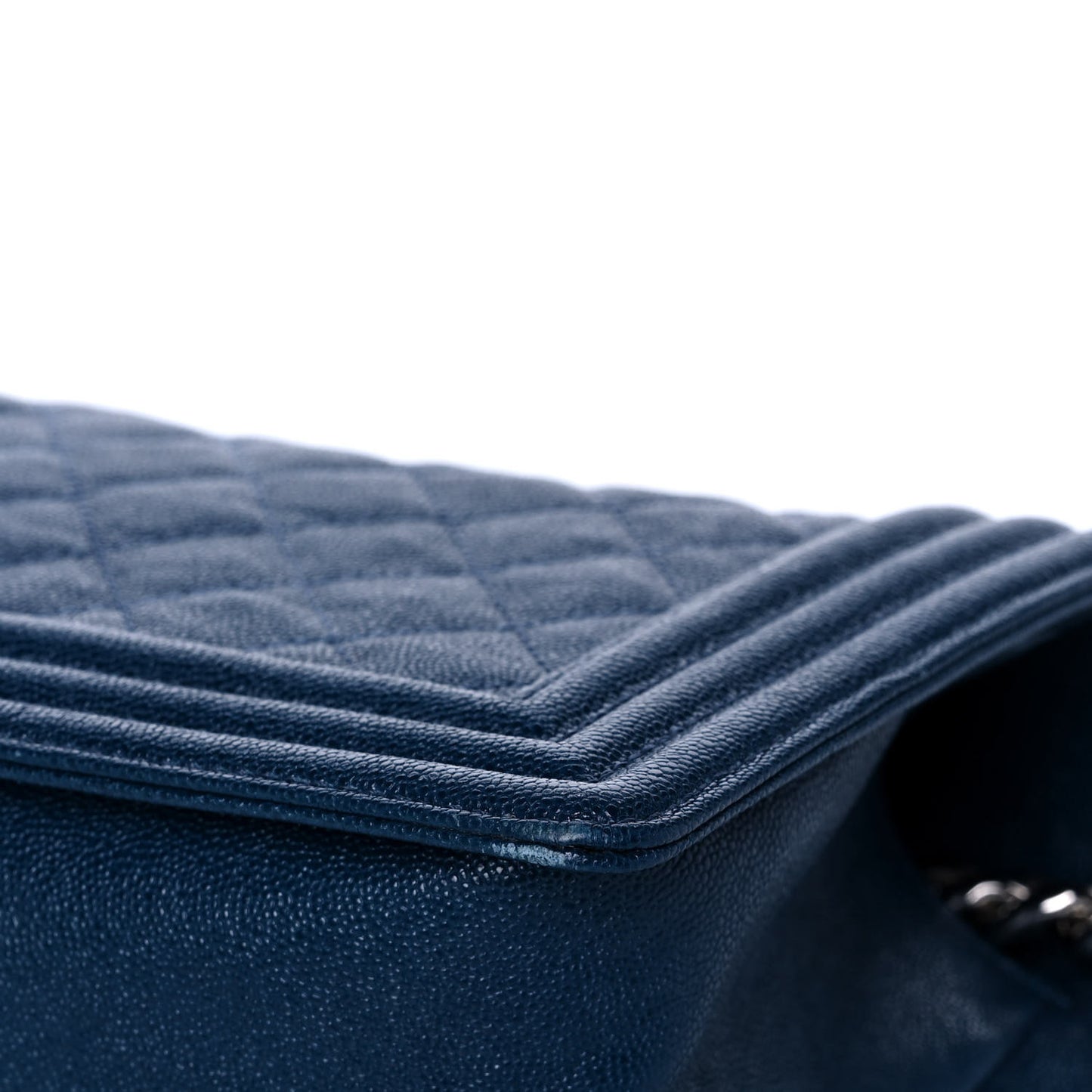 Caviar Quilted Medium Boy Flap Dark Blue