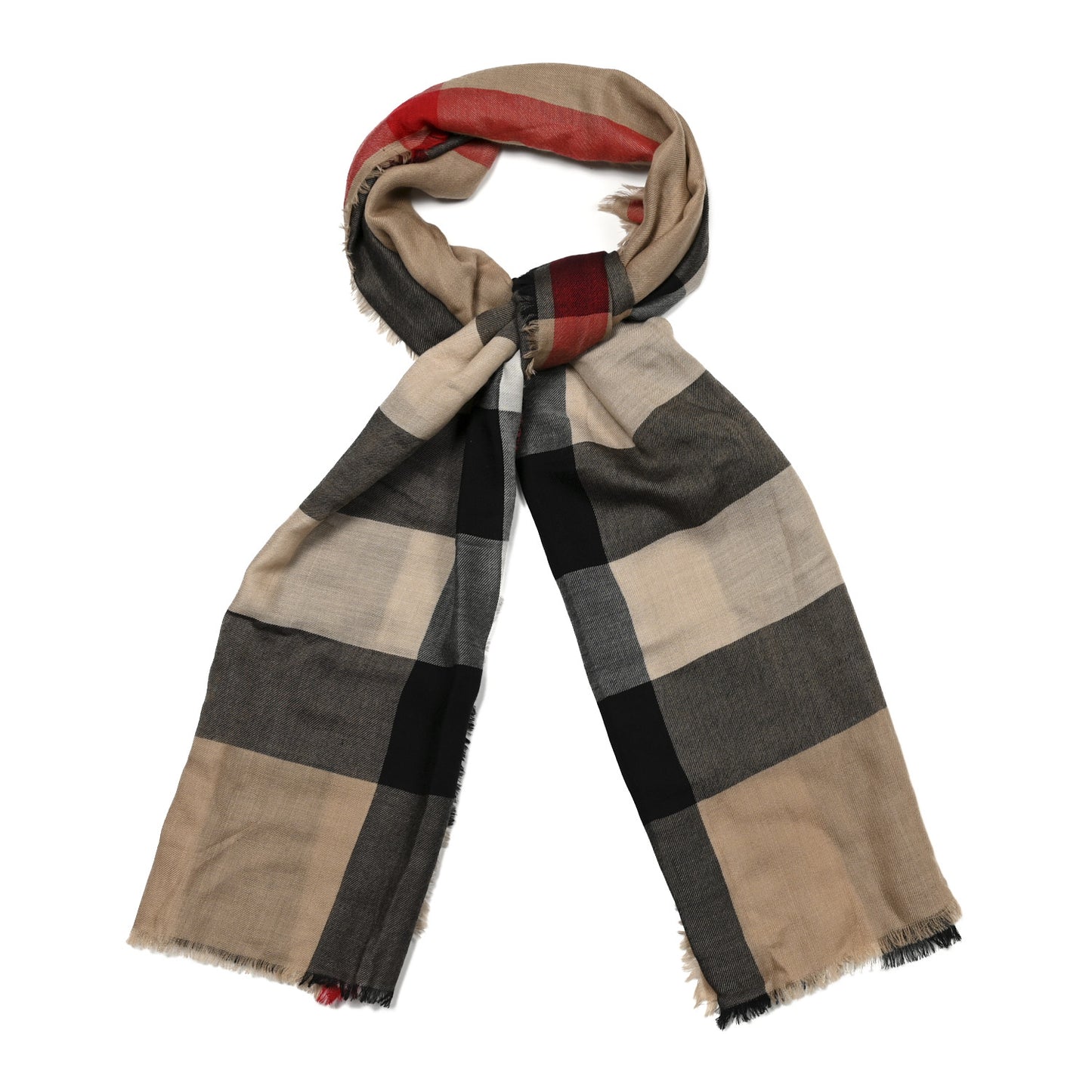 Cashmere Mega Check Lightweight Scarf Camel