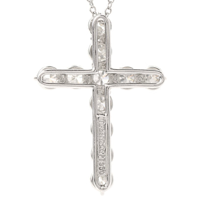 Tiffany Platinum Diamond Large Cross Pendant Necklace 6 of 7
