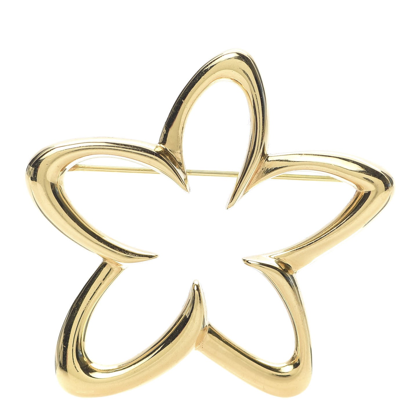 18K Yellow Gold Flower Brooch Pin