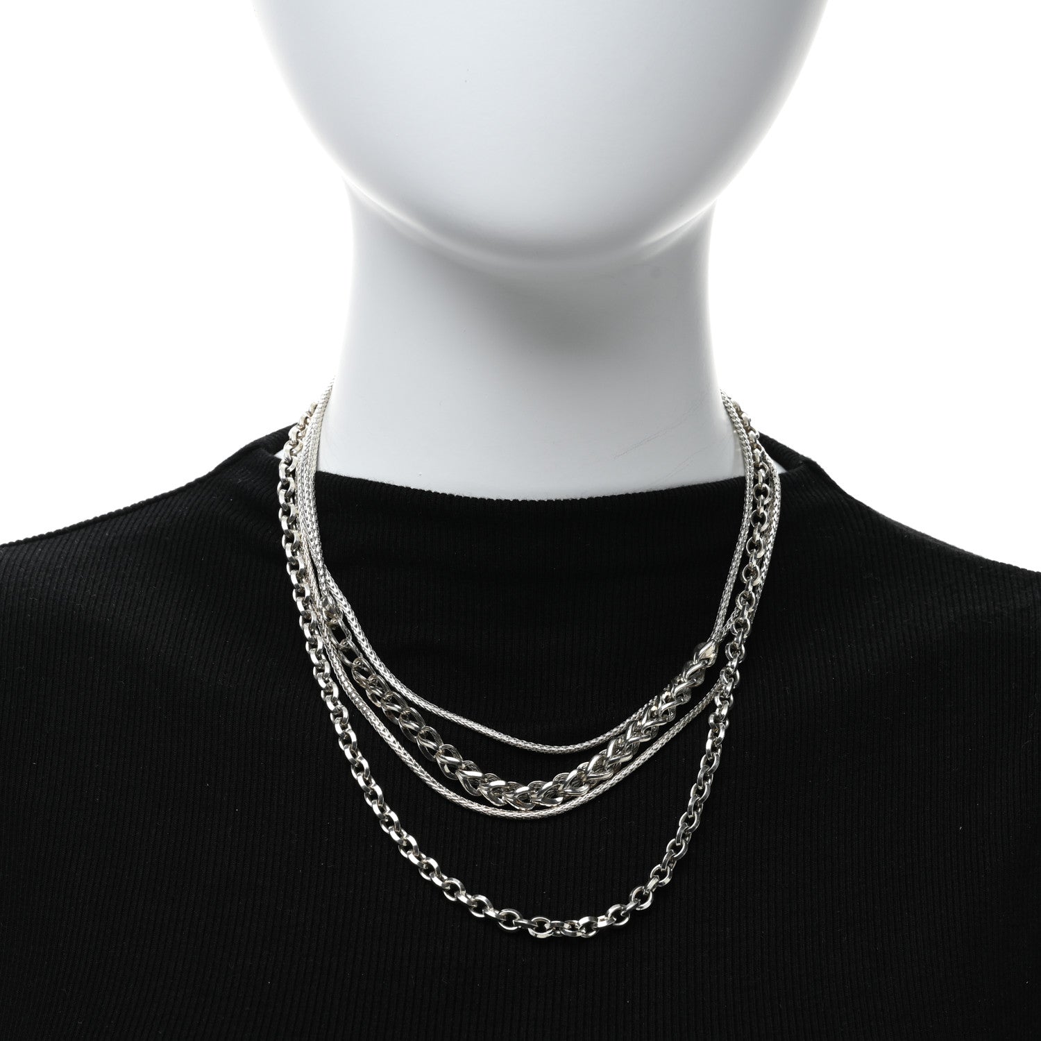 John Hardy Sterling Silver Asli Classic Chain Multi Row Necklace 3 of 4