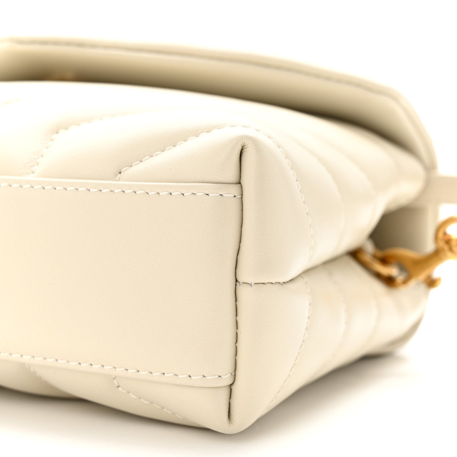 Saint Laurent Calfskin Y Quilted Monogram Toy Loulou Crossbody Bag Crema Soft 10 of 11