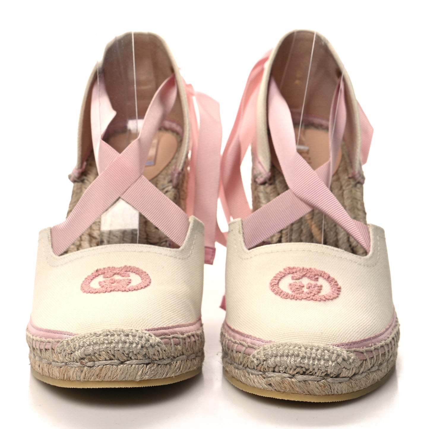 Canvas Grossgrain Embroidered Judit Ankle Wrap Platform 35/120mm Espadrille Wedges 39 White Shell