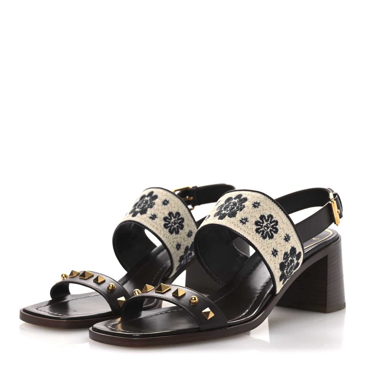 Valentino Garavani Calfskin Rockstud Grape Embroidered 60mm Plaster Caster Sandals 40 Fondant 4 of 12