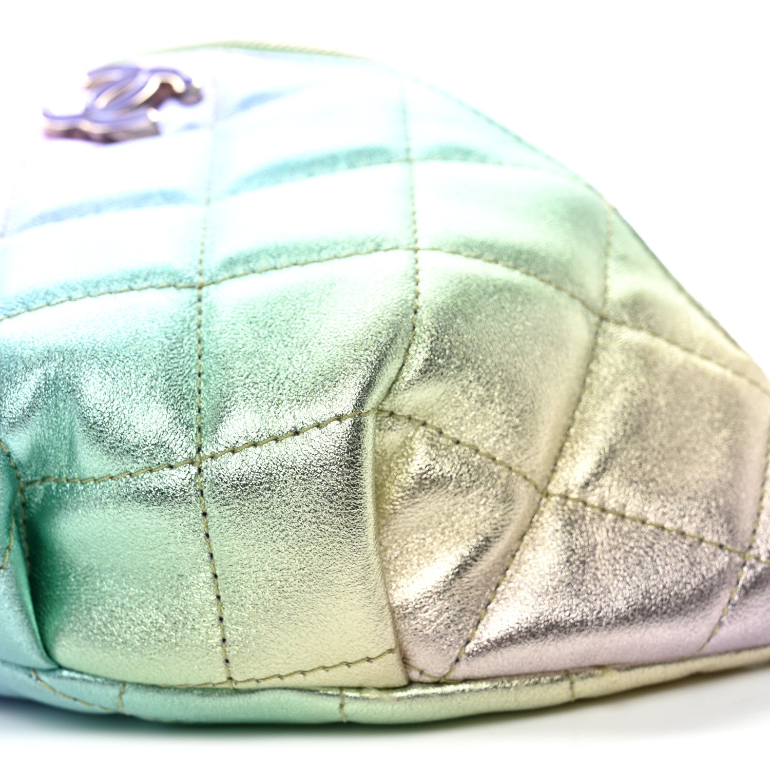 Chanel Gradient Metallic Lambskin Quilted Walking Mood Waist Bag Fanny Pack Pink Purple Green 10 of 12