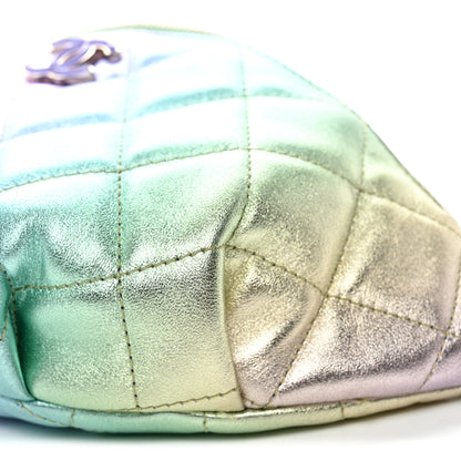 Chanel Gradient Metallic Lambskin Quilted Walking Mood Waist Bag Fanny Pack Pink Purple Green 10 of 12
