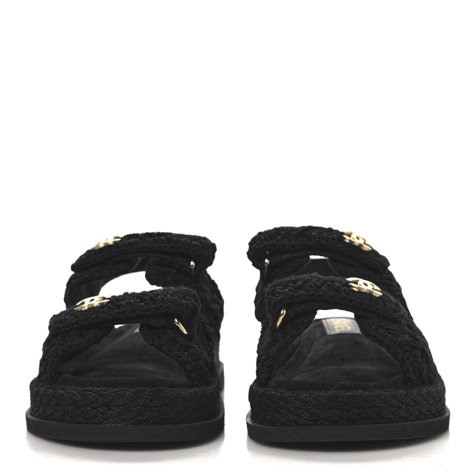 Chanel Crochet Velcro Dad Sandals 36 Black 3 of 9