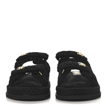 Chanel Crochet Velcro Dad Sandals 36 Black 3 of 9