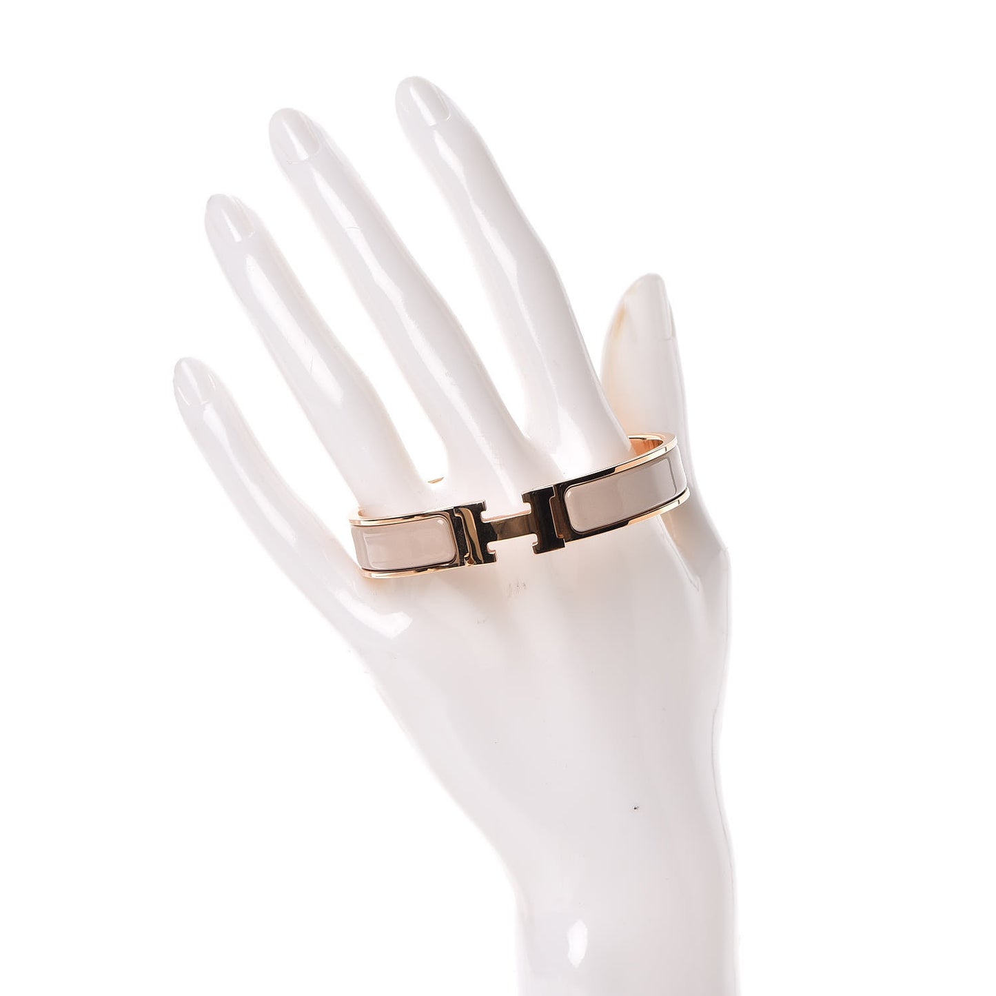 Enamel Narrow Clic Clac H Bracelet GM Beige Nacre