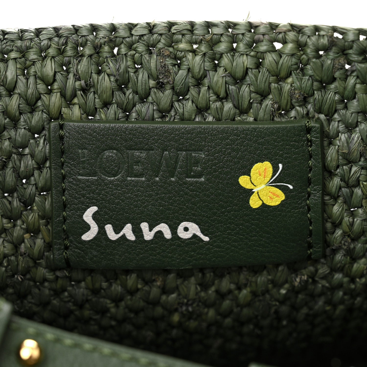 Loewe X SUNA FUJITA Raffia Small Font Tote Bottle Green 6 of 11