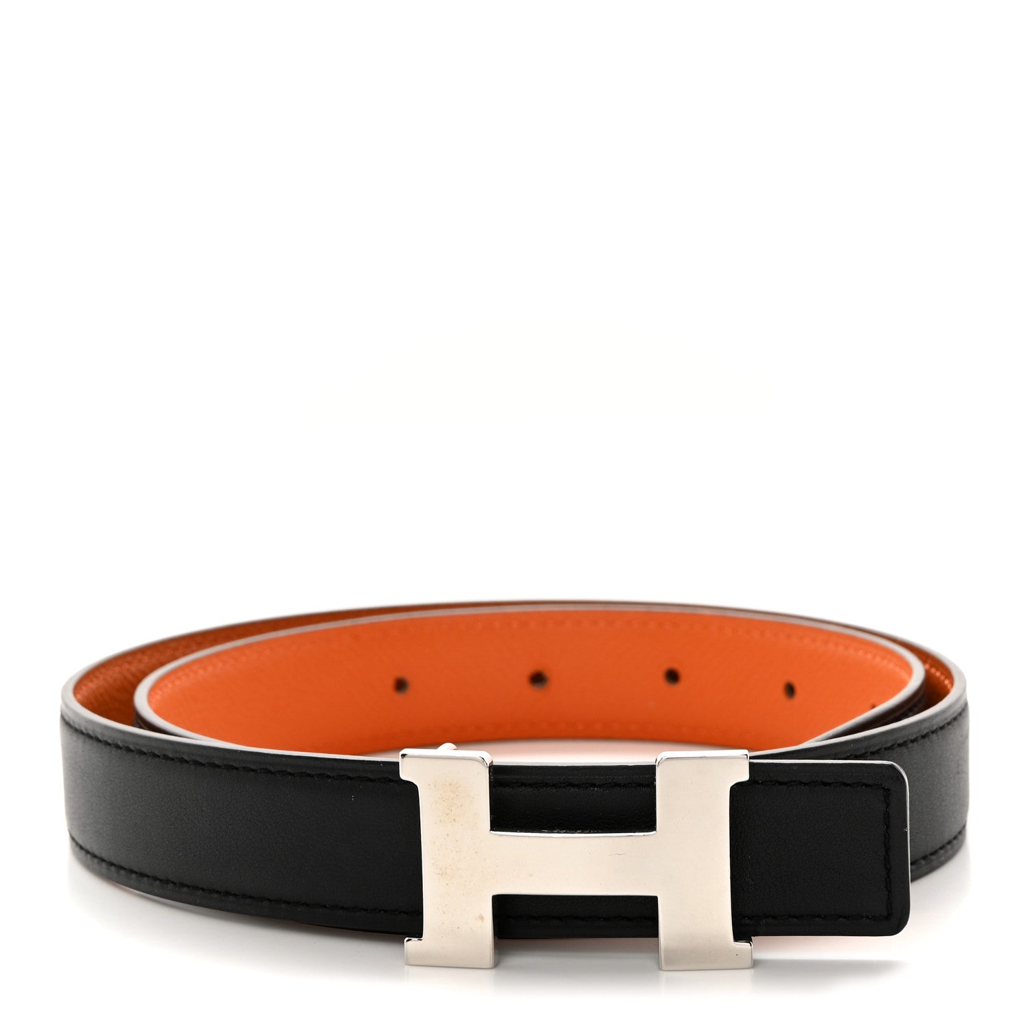 Hermes Swift Epsom 24mm Mini Constance H Belt 70 28 Black Orange 1 of 6