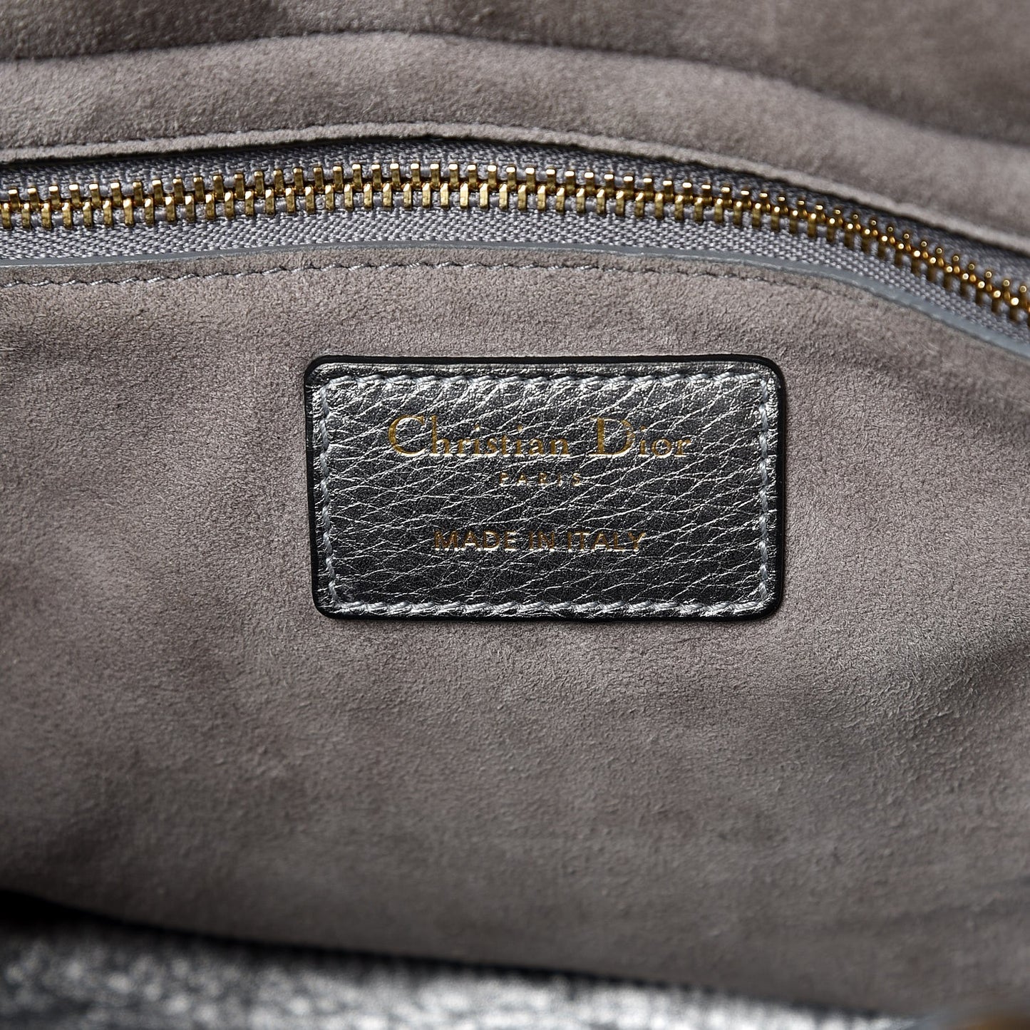 Metallic Grained Calfskin Cannage Medium Lady Dior Silver