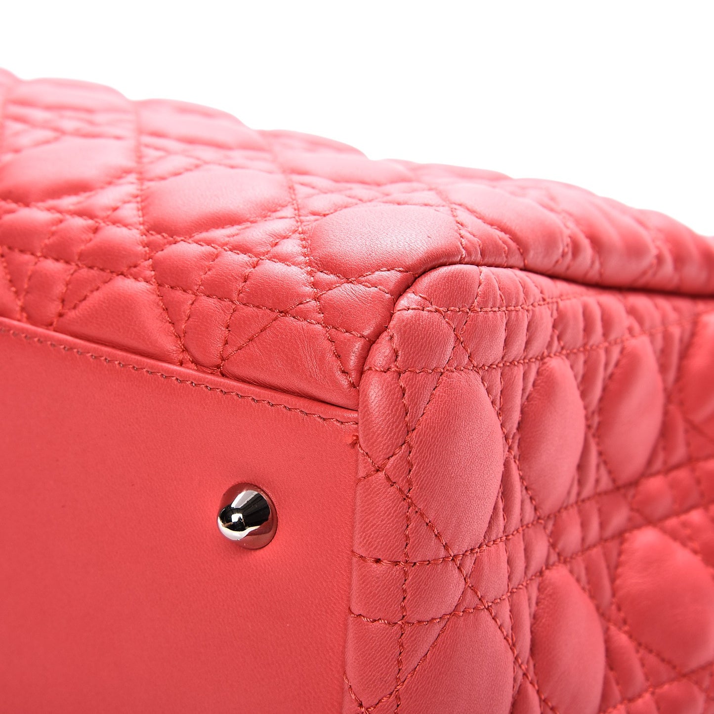 Lambskin Cannage Large Dior Soft Shopping Tote Coral