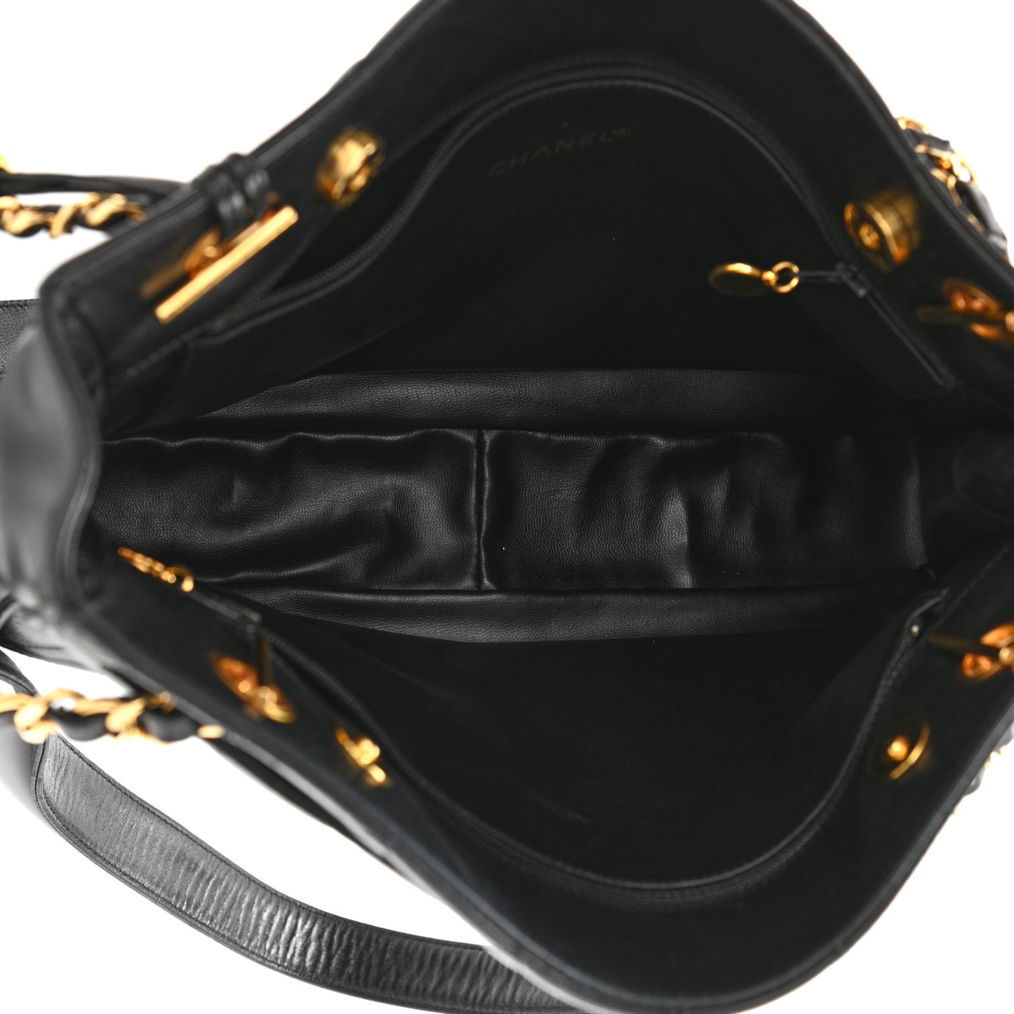Lambskin Quilted Shoulder Bag Black