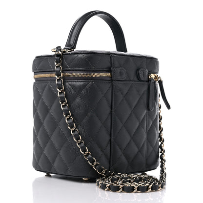 Chanel Caviar Quilted Small Top Handle Vanity Case With Chain Dark Grey 3 of 9