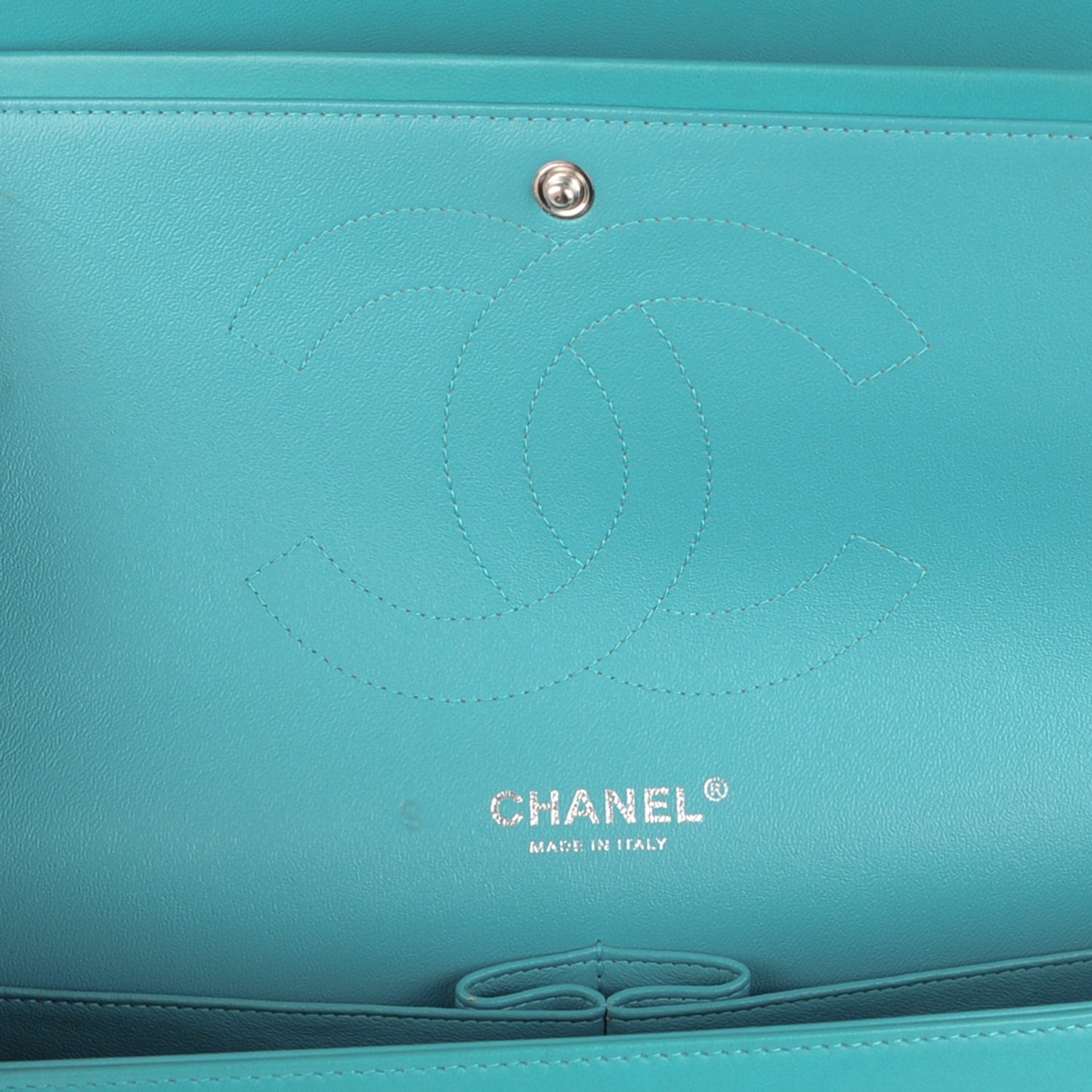 Lambskin Quilted Jumbo Double Flap Turquoise