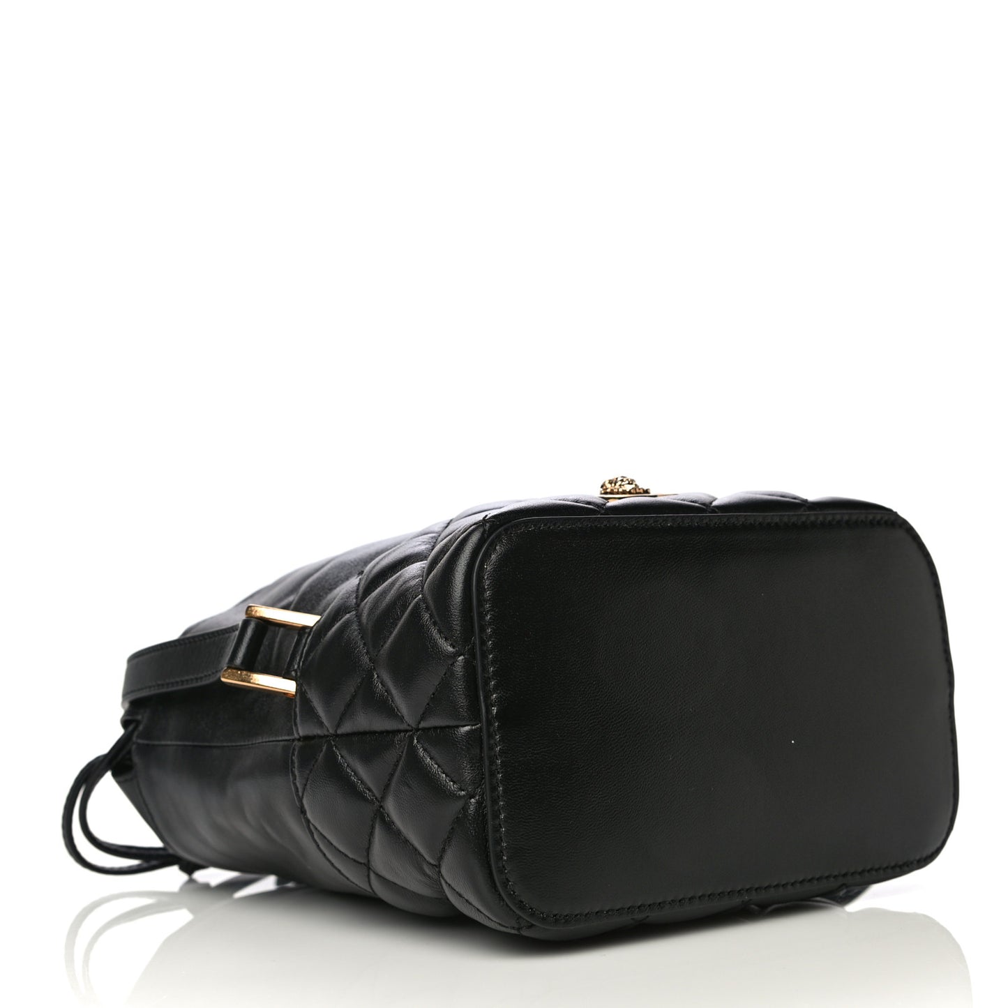 Nappa Quilted Medusa Bucket Bag Black