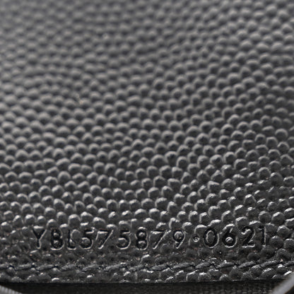 Saint Laurent Grain De Poudre Matelasse Chevron Monogram Zipped Card Case Black 7 of 12