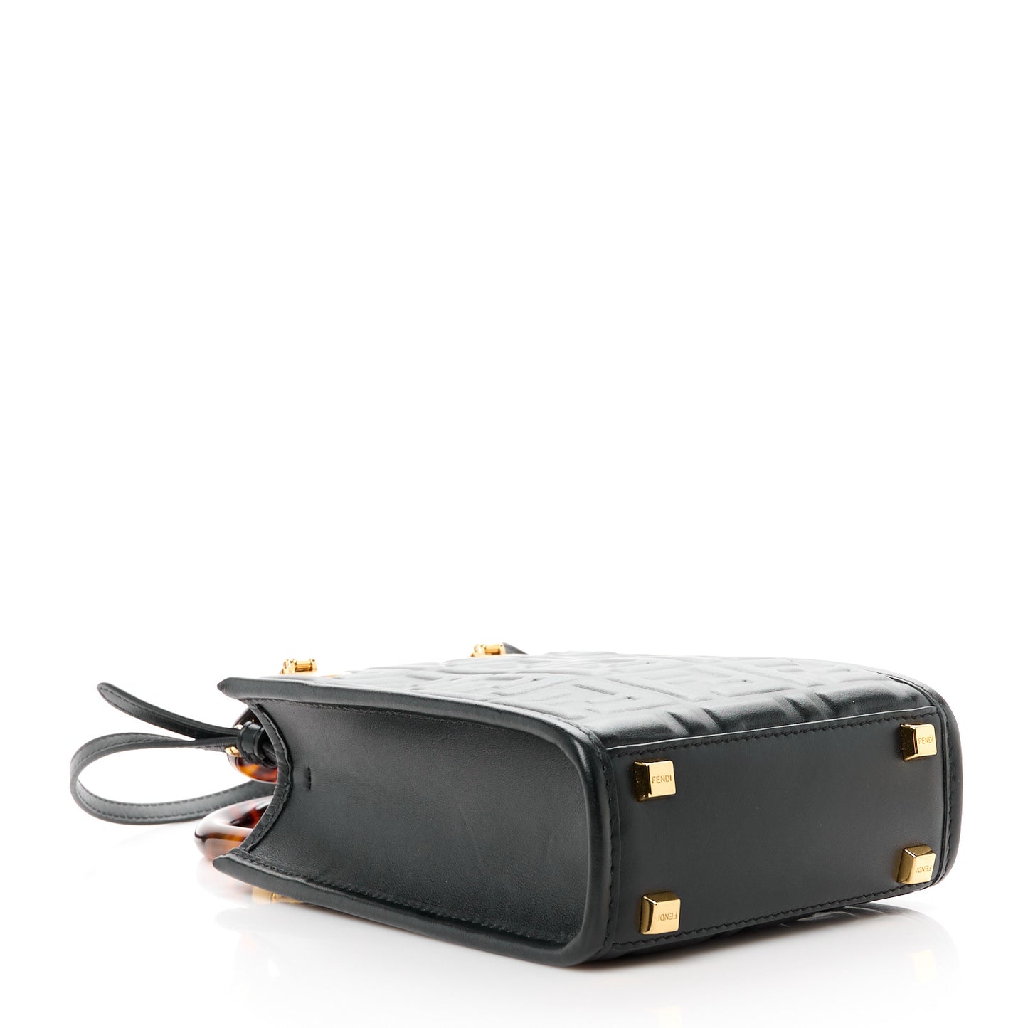 Vitello Plexiglass FF Embossed Mini Fendi Sunshine Shopper Tote Black
