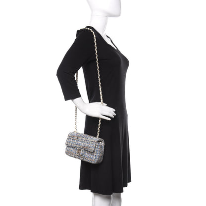 Chanel Tweed Quilted Mini Rectangular Flap Blue Multicolor 2 of 9