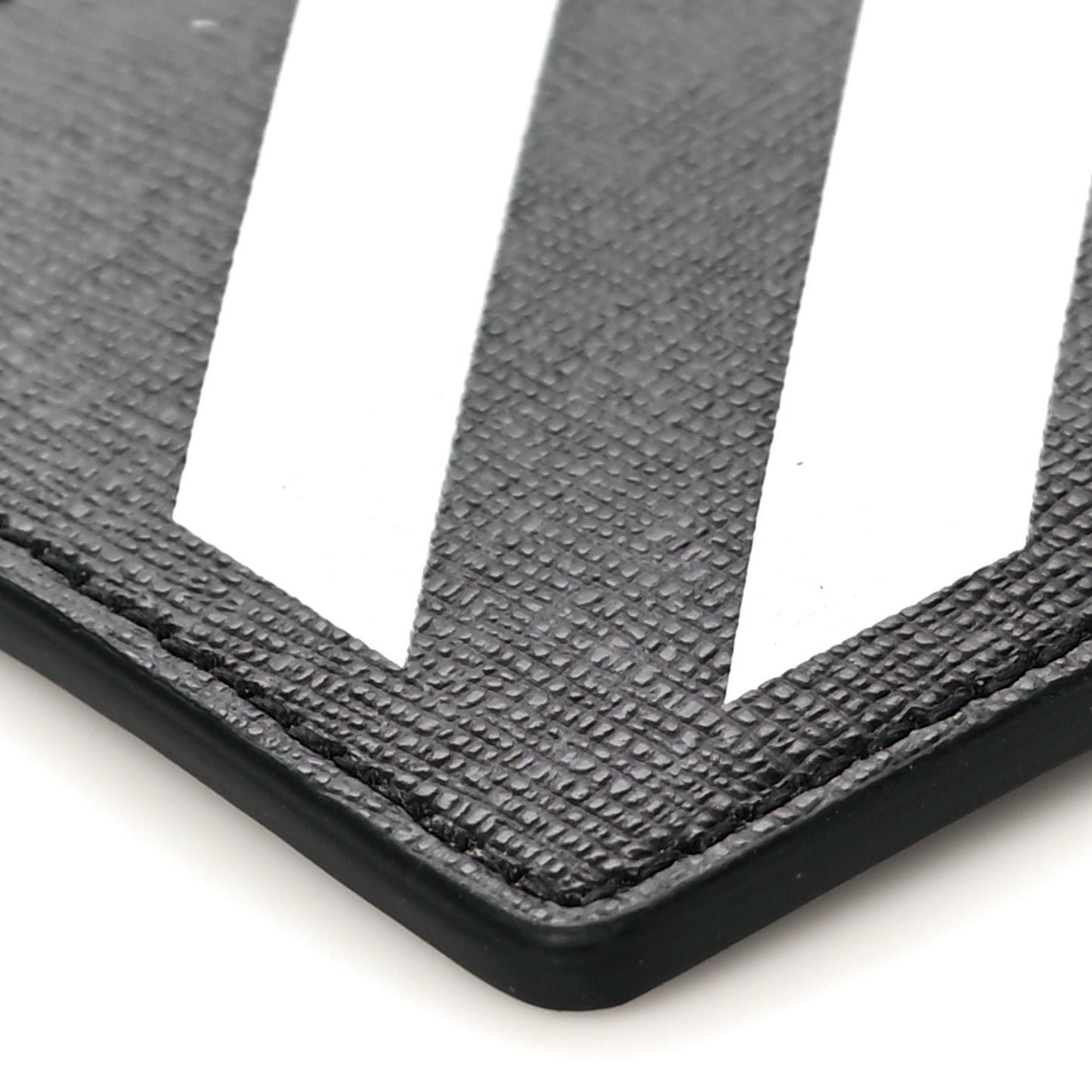 Saffiano Striped Diag Card Case Black White
