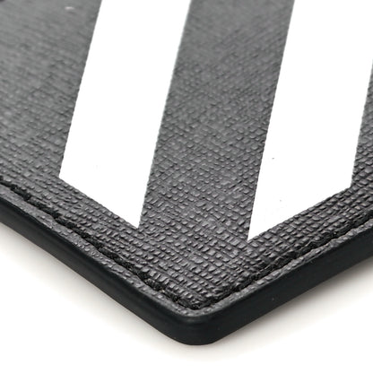 Off-White Saffiano Striped Diag Card Case Black White 8 of 9