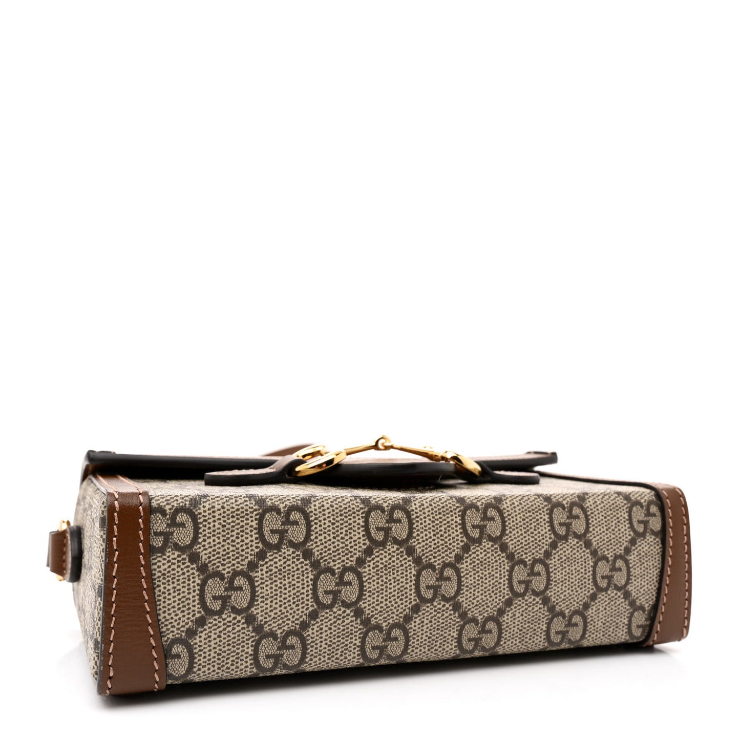 GG Supreme Monogram Mini Horsebit 1955 Shoulder Bag Beige Brown Sugar