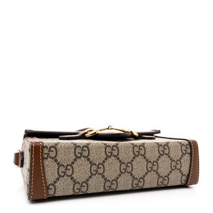 Gucci GG Supreme Monogram Mini Horsebit 1955 Shoulder Bag Beige Brown Sugar 4 of 11