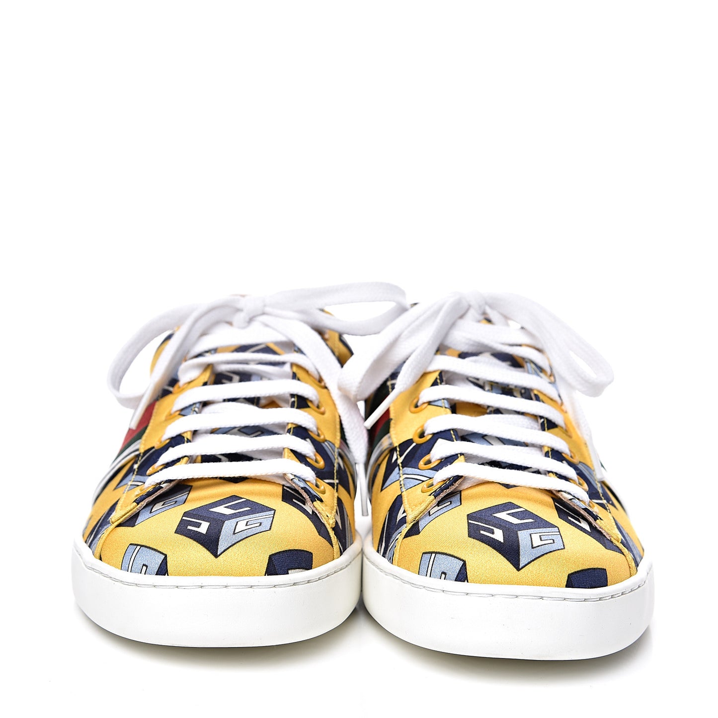 Satin Web Mini GG Wallpaper Mens Ace Sneakers 7.5 Yellow Royal Blue