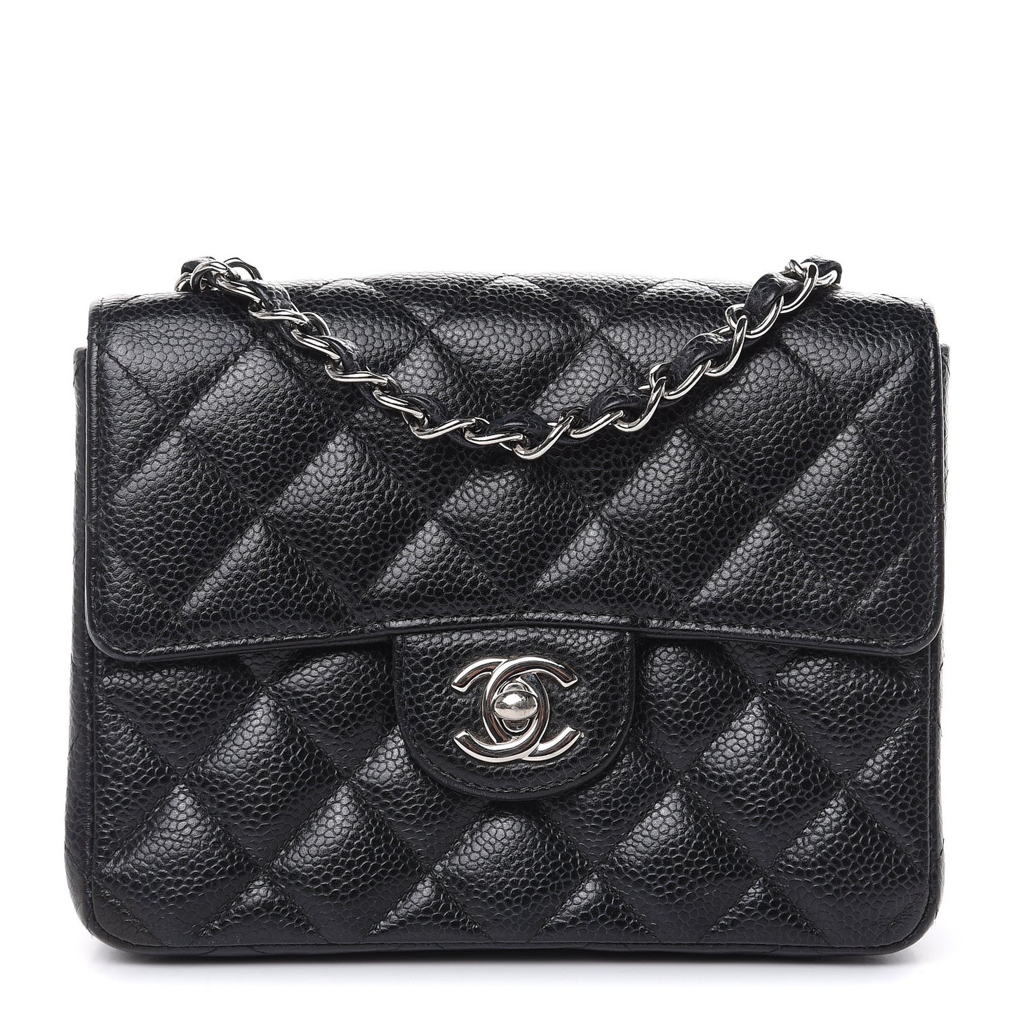 Caviar Quilted Mini Square Flap Black