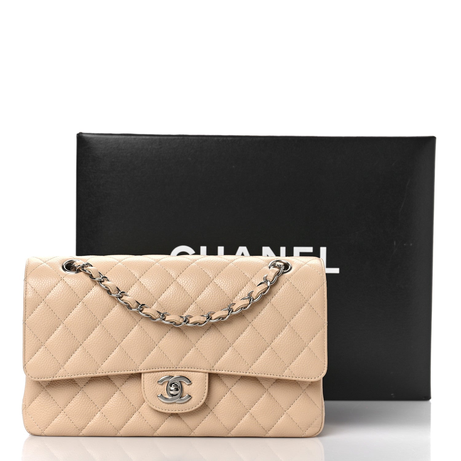Chanel Caviar Quilted Medium Double Flap Beige 10 of 10