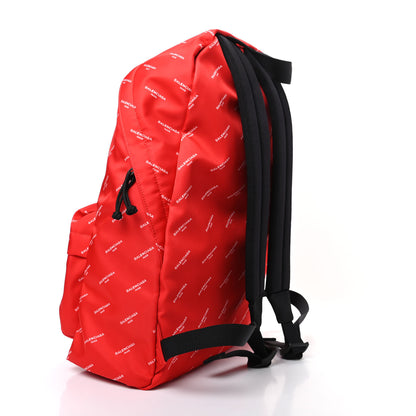 Balenciaga Twill Nylon Allover Logo Print Explorer Backpack Rouge Vermillion White 3 of 9