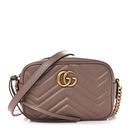Gucci Calfskin Matelasse Mini GG Marmont Chain Shoulder Bag Porcelain Rose 1 of 11