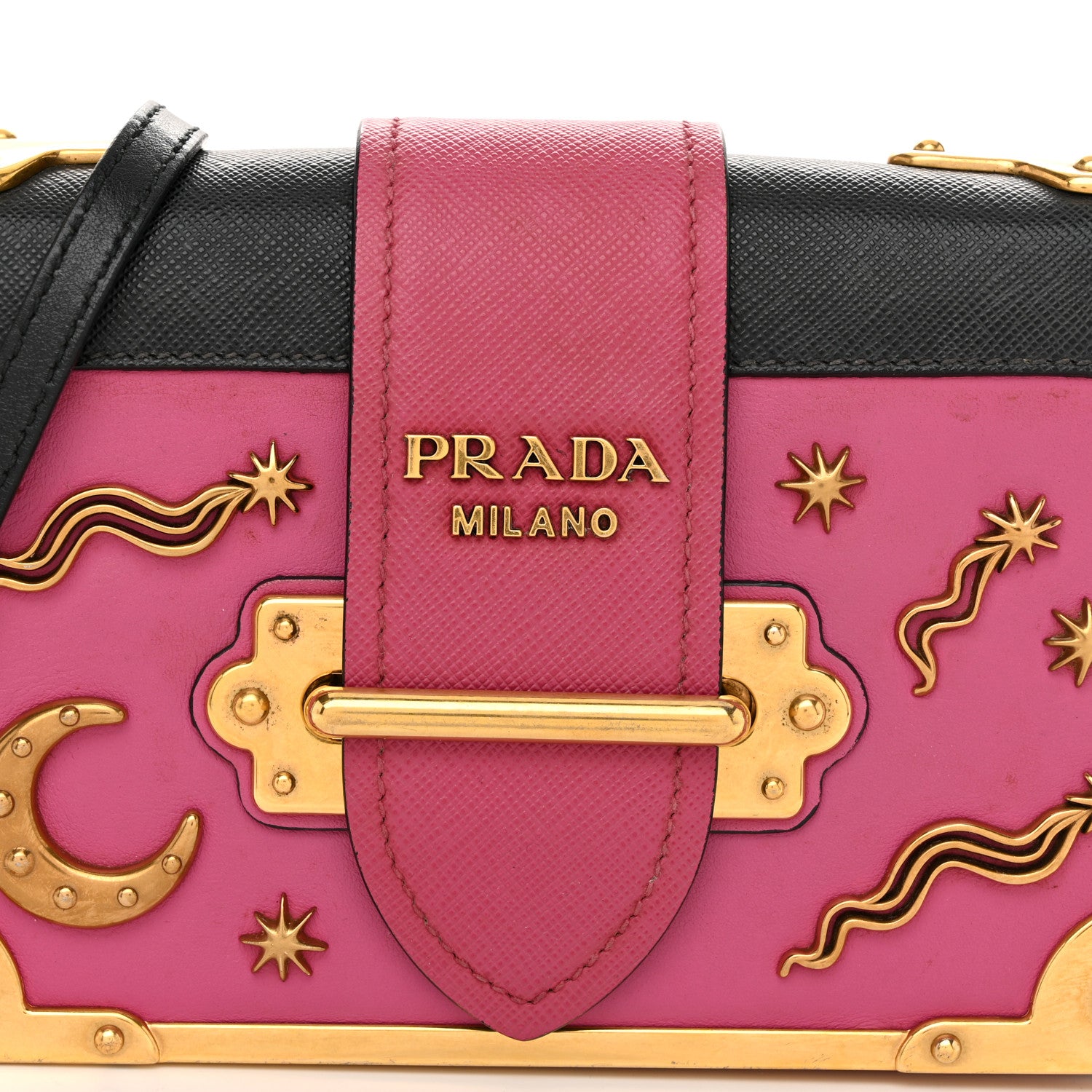 Prada City Calf Saffiano Astrology Cahier Bag Fuxia Black 7 of 11