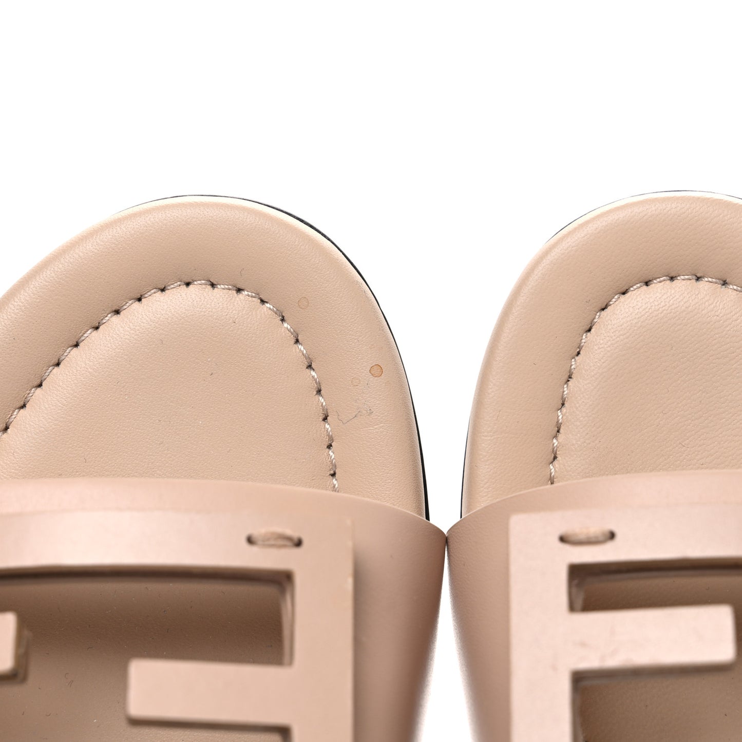Vitello Cuoio Baguette Flat Slide Sandals 40 Poudre