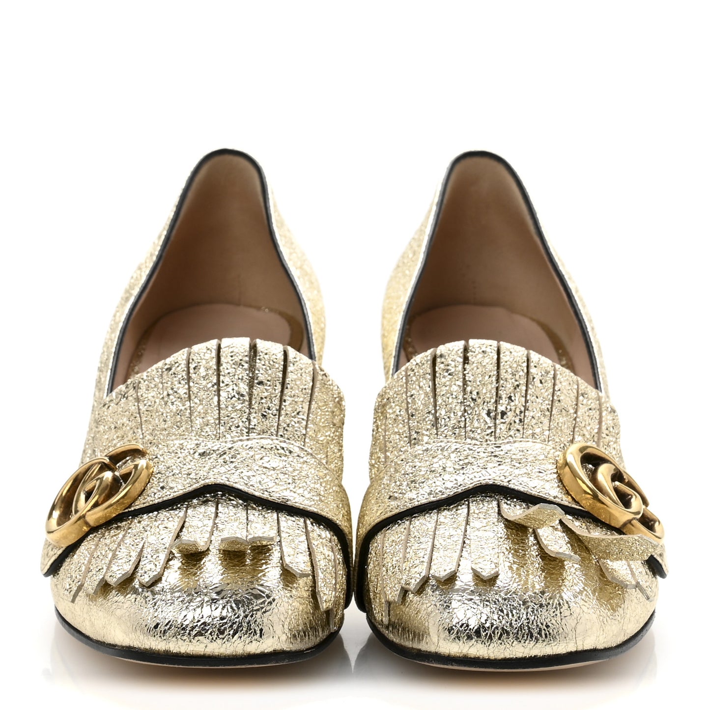 Galassia GG Marmont Fringe 50mm Loafer Pumps 39 Platino