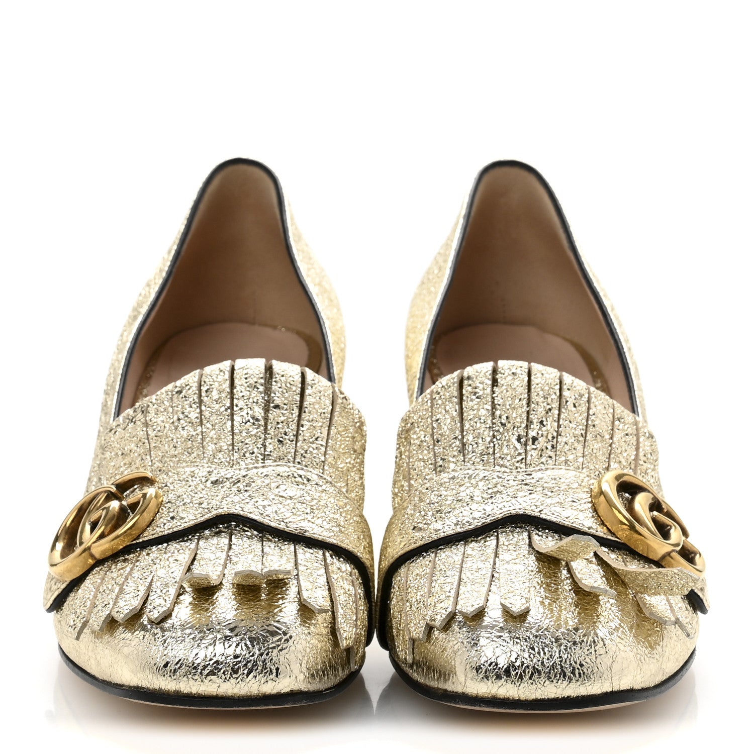 Gucci Galassia GG Marmont Fringe 50mm Loafer Pumps 39 Platino 3 of 12