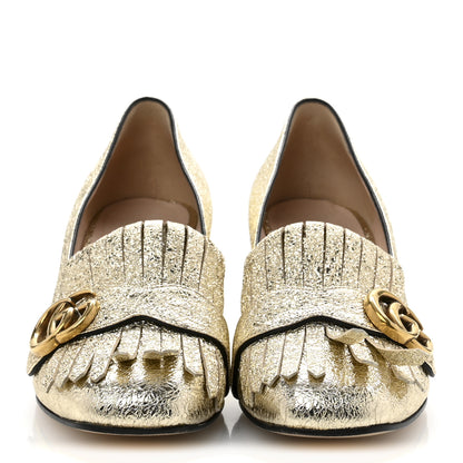 Gucci Galassia GG Marmont Fringe 50mm Loafer Pumps 39 Platino 3 of 12