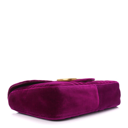 Gucci Velvet Matelasse Medium GG Marmont Shoulder Bag Fuchsia Violet Cyclamen 4 of 11