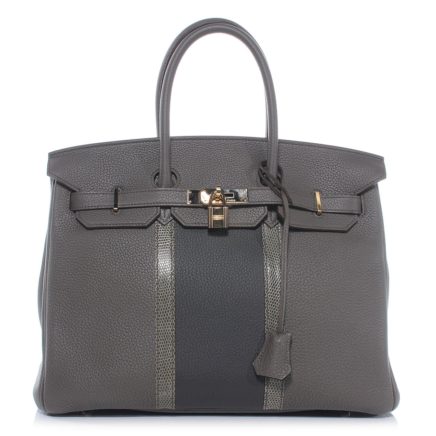 Taurillon Clemence and Lizard Club Birkin 35 Etain