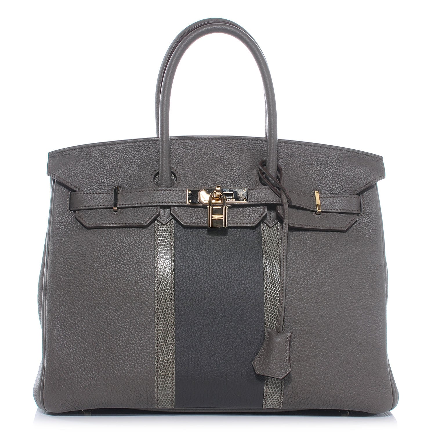 Hermes Taurillon Clemence and Lizard Club Birkin 35 Etain 1 of 11
